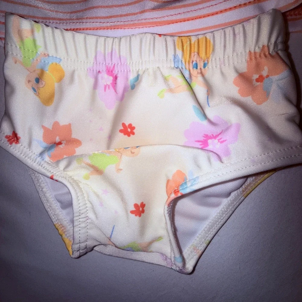 Disney Tinker Bell Rash Guard‎ Set Kids 0-3M Orange NEW Long Sleeve UPF 50+